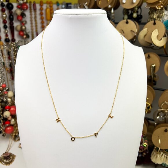 Hope Necklace BYCHARI, 14k Gold Plated 18" Dainty Chain, $100 retail - Picture 1 of 4